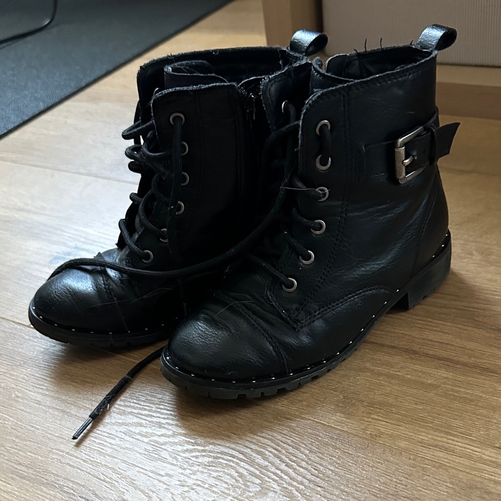 Wonder Nation Black Lace-Up Boots
